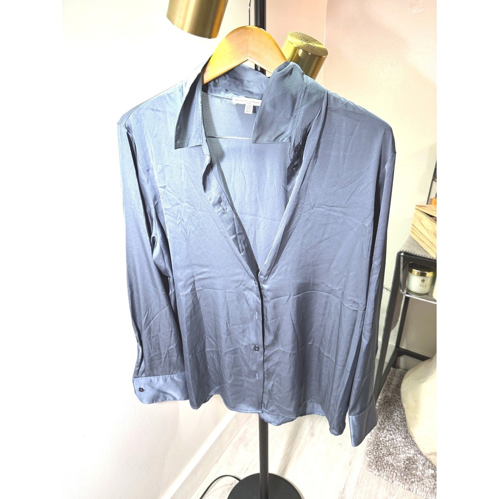 Maison d Amelie XL slate stretch satin sexy jeans top work professional cooling